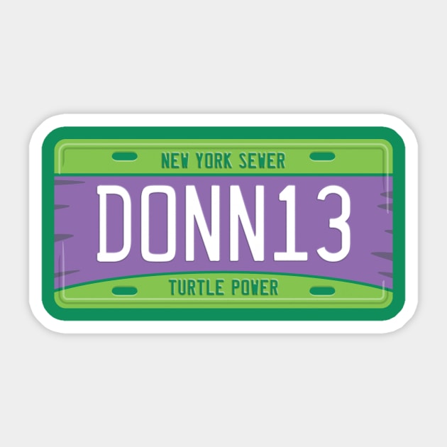 Donatello License Plate Sticker by DCLawrenceUK